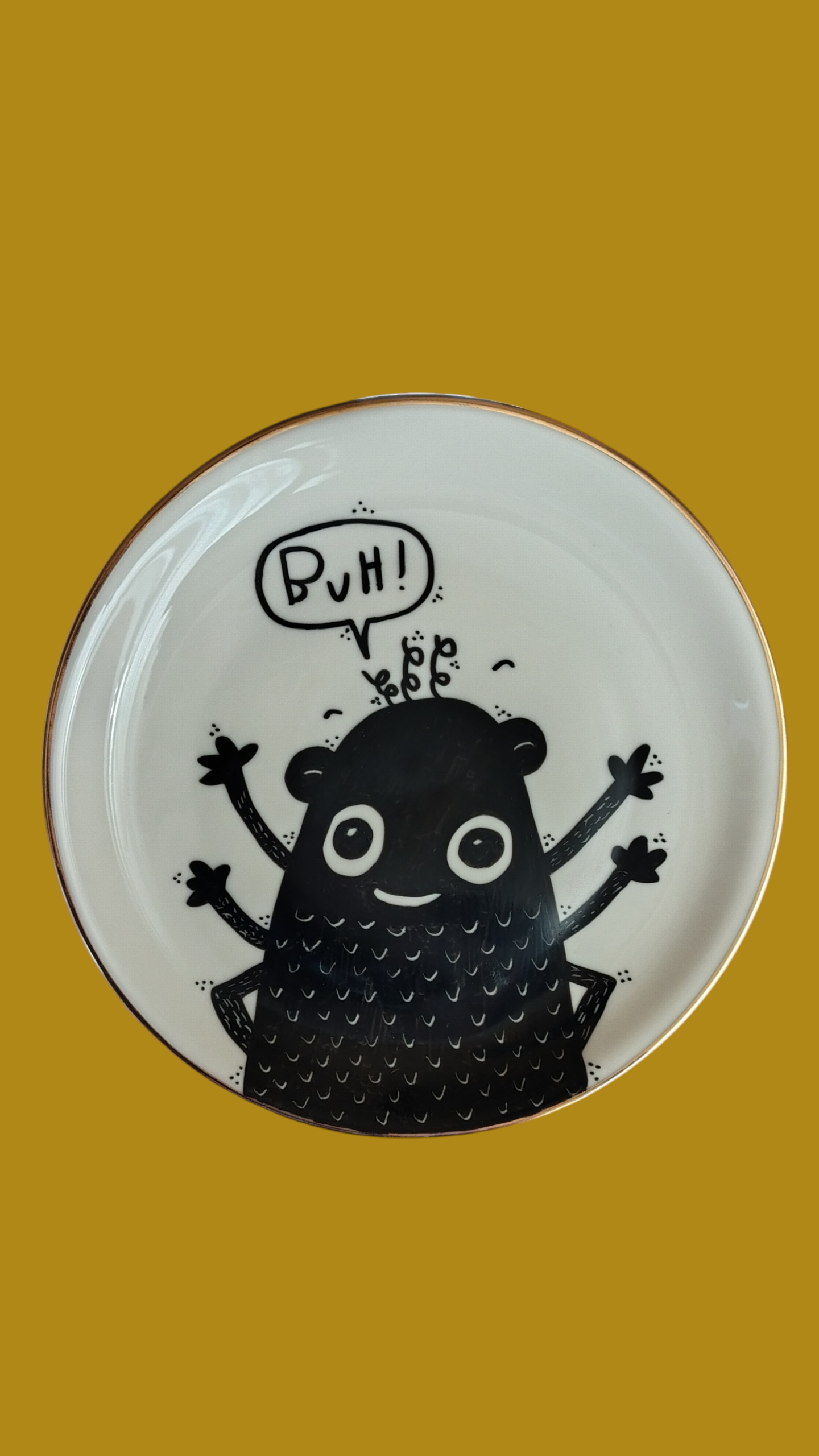 Upcycling-Kuchenteller "Buh!"