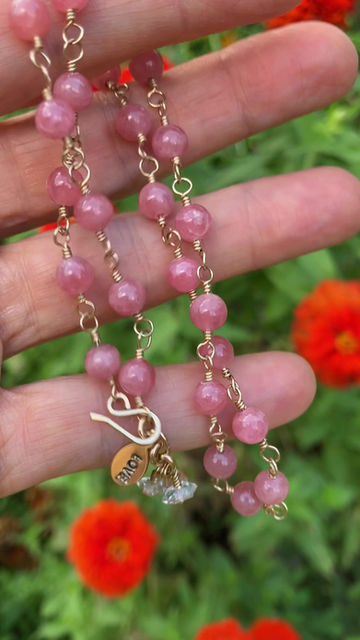 Thumbnail: Rhodochrosite 14k gold filled necklace 