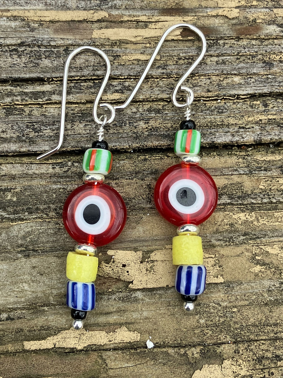 Thumbnail: Evil eye earrings in sterling silver 