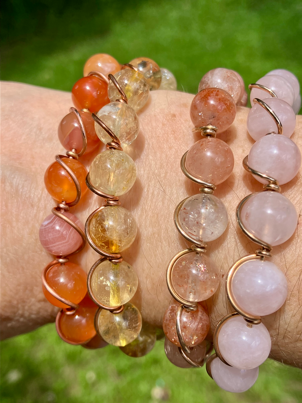 Thumbnail: Gemstone solid bronze and or copper cuff