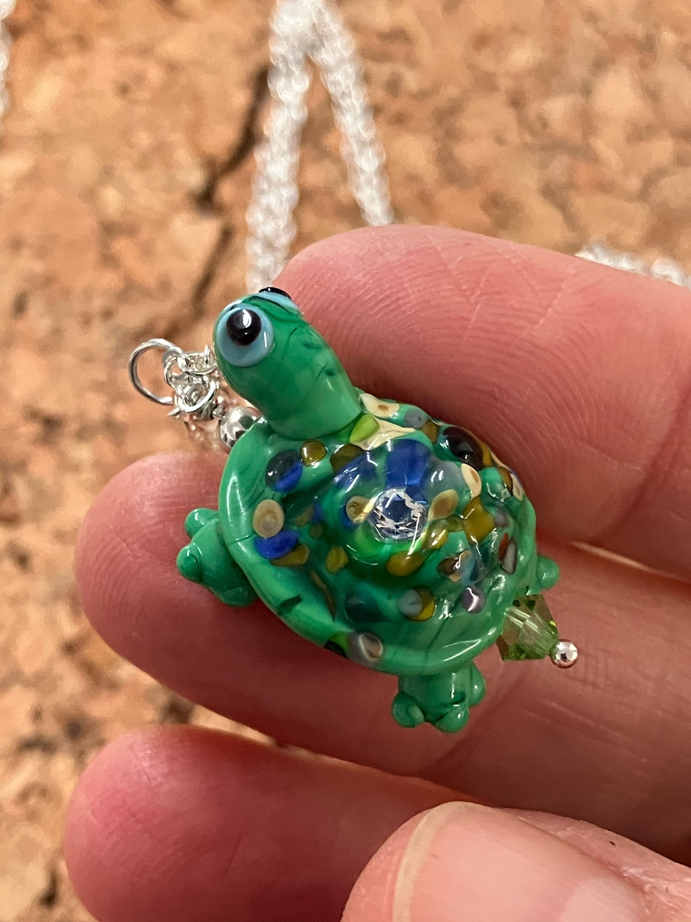 Glass turtle on a sterling silver chain 
