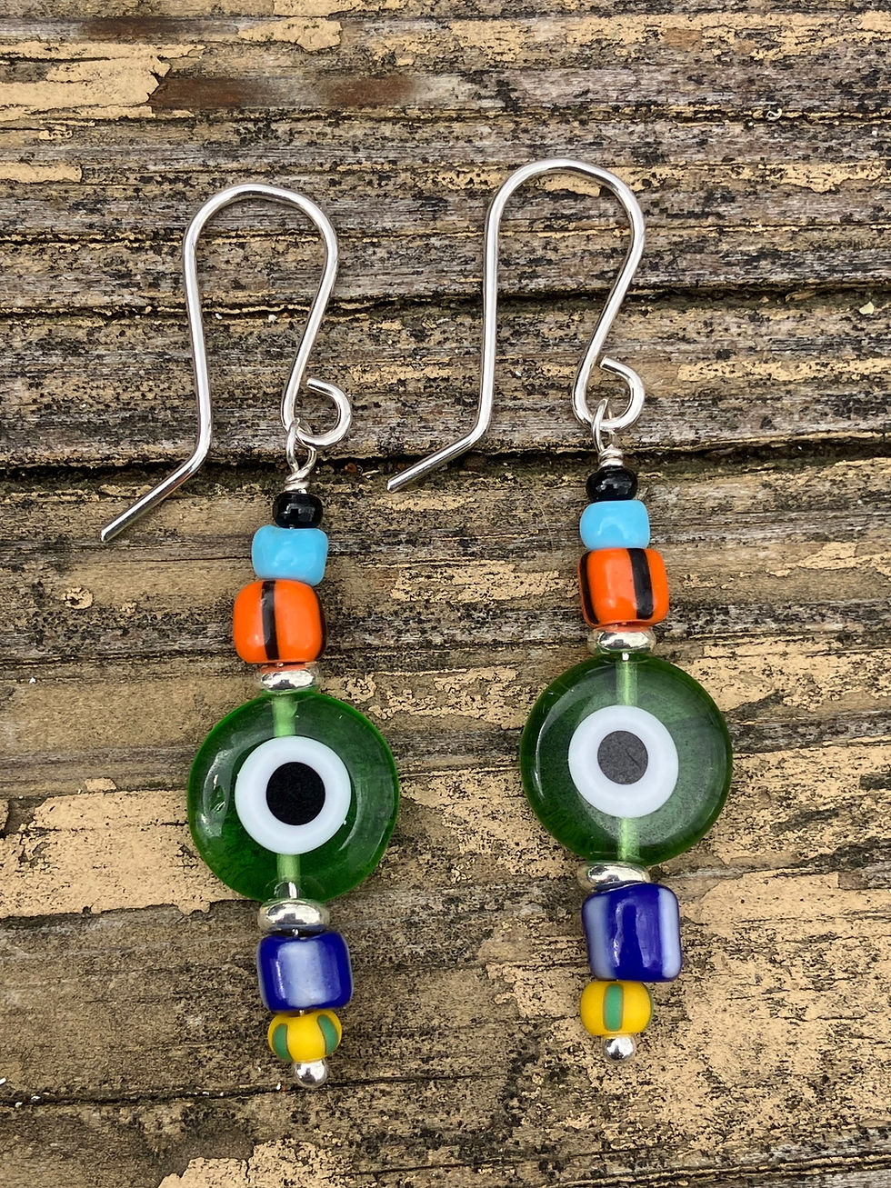 Thumbnail: Evil eye earrings in sterling silver 