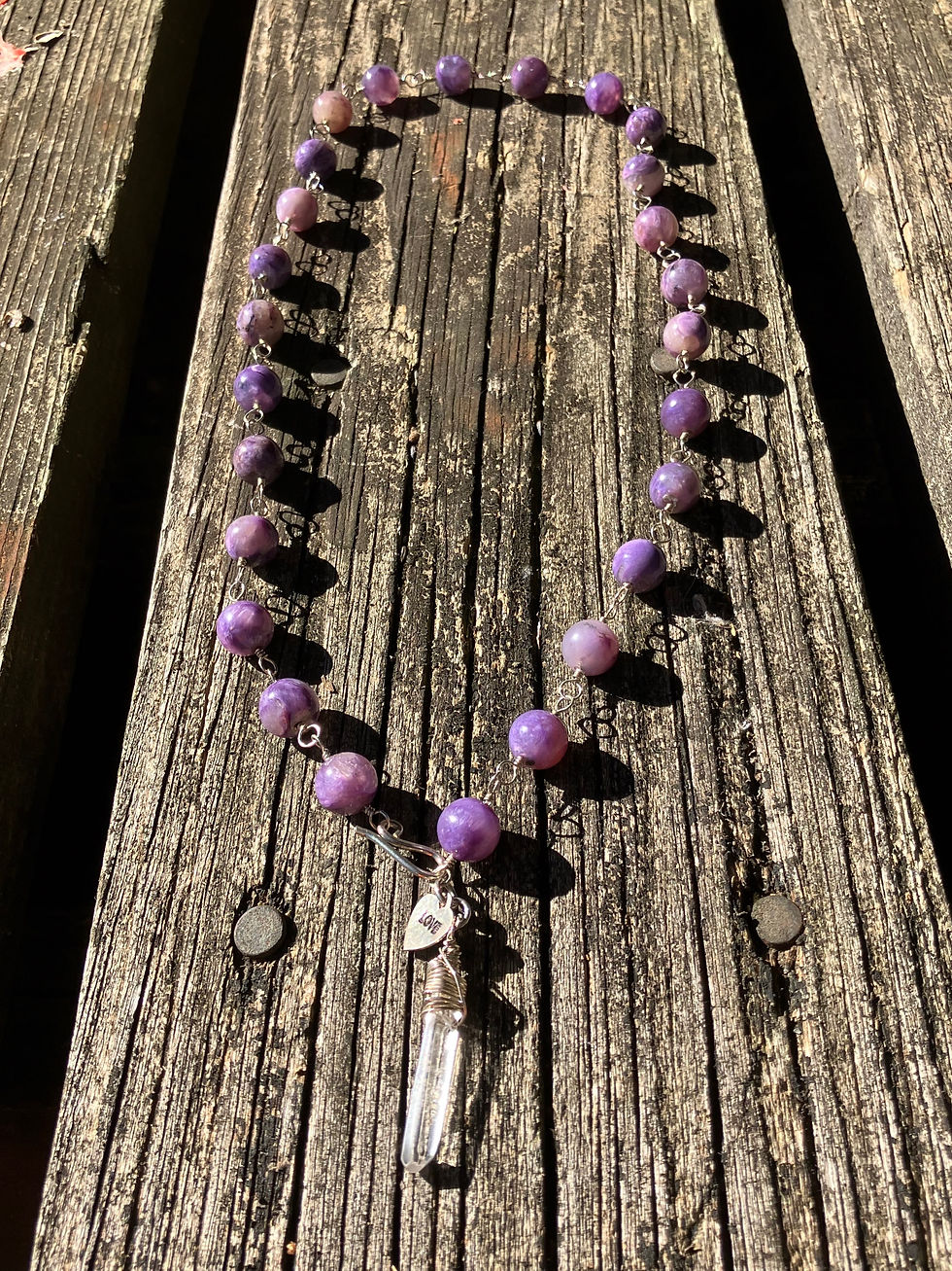 Thumbnail: 23 1/2 in 10mm Charoite linked in sterling silver necklace 