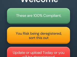 A dashboard image, with the colours green, orange and red. They represent dashboard deregistration for compliance.