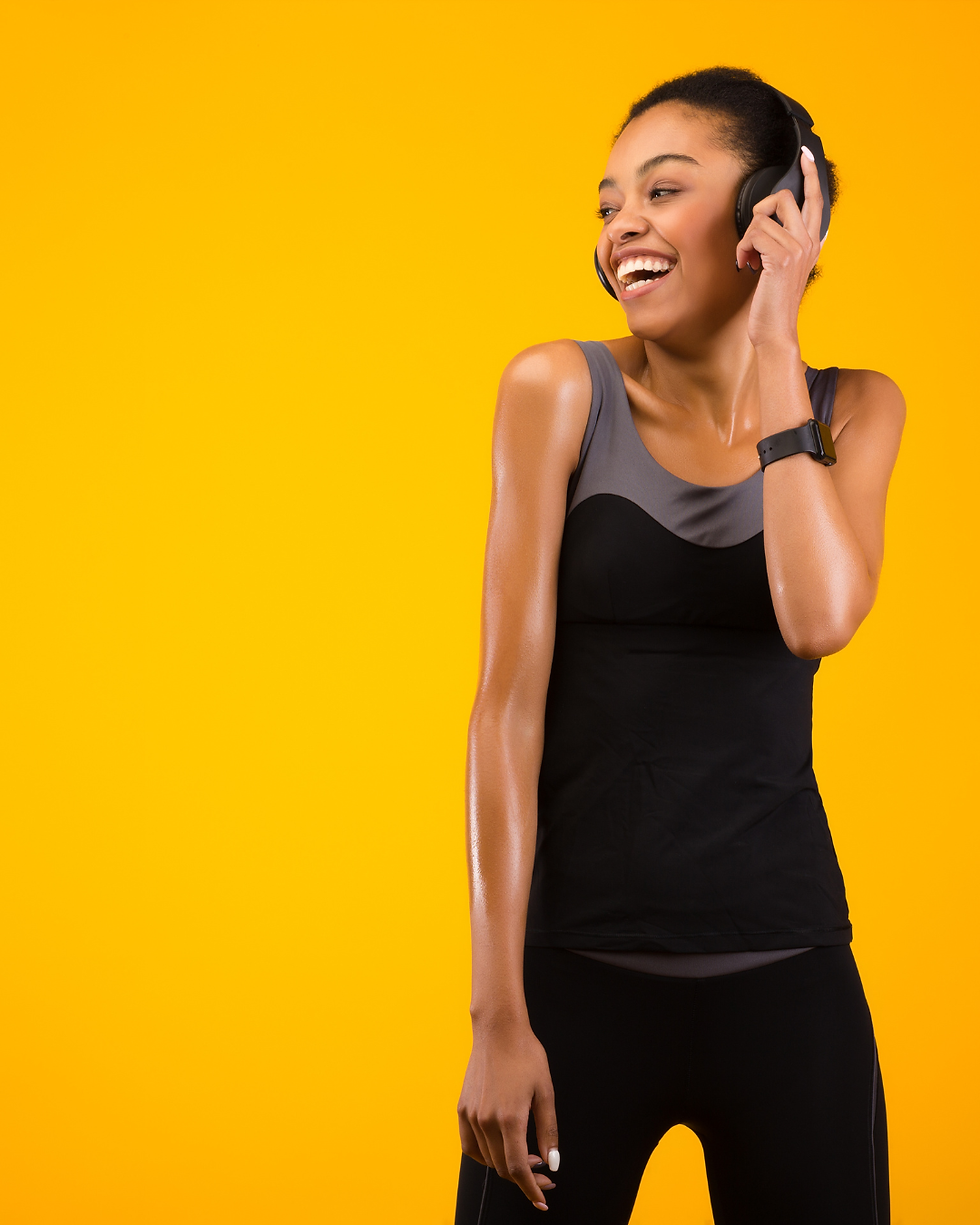 Image representing a lady listening to a digital advert