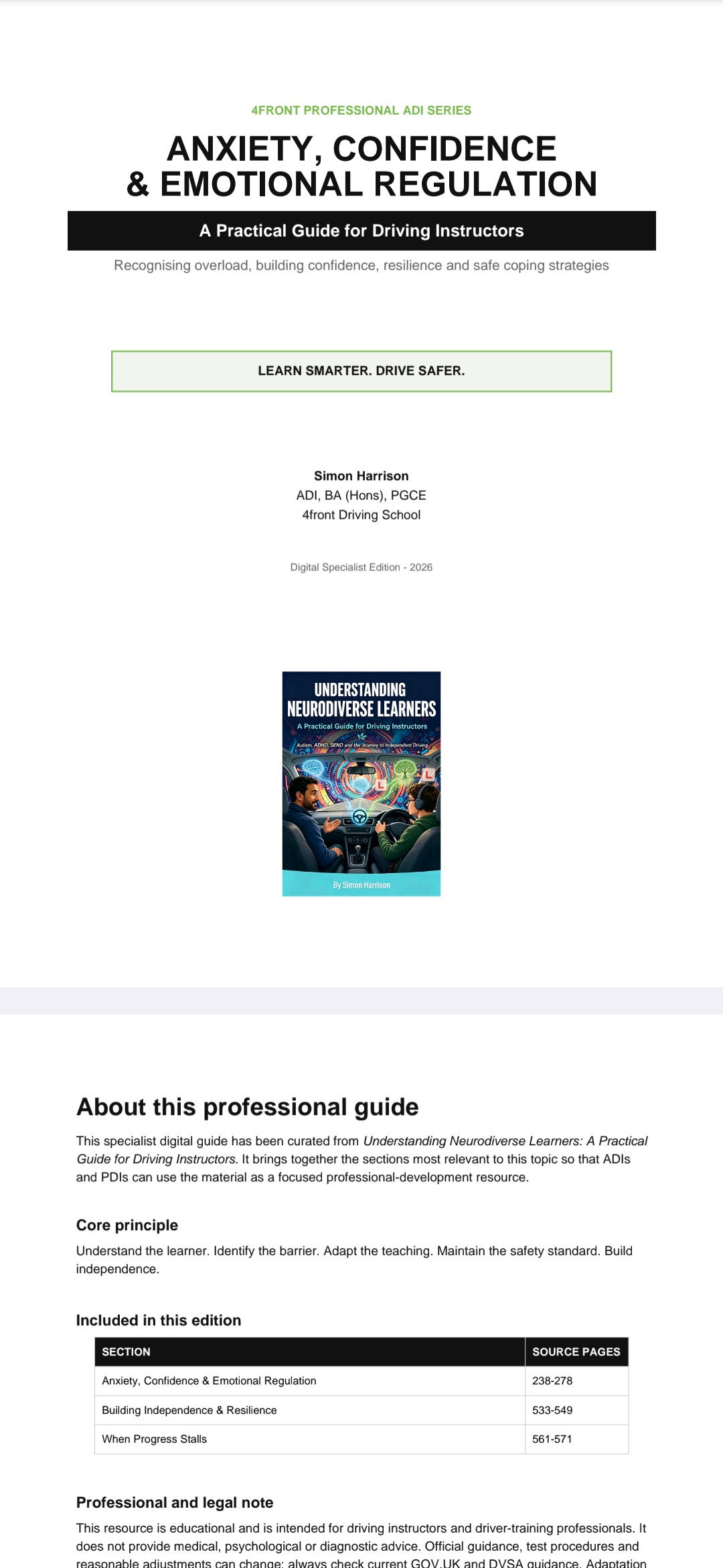 Anxiety, Confidence & Emotional Regulation in Driving Lessons