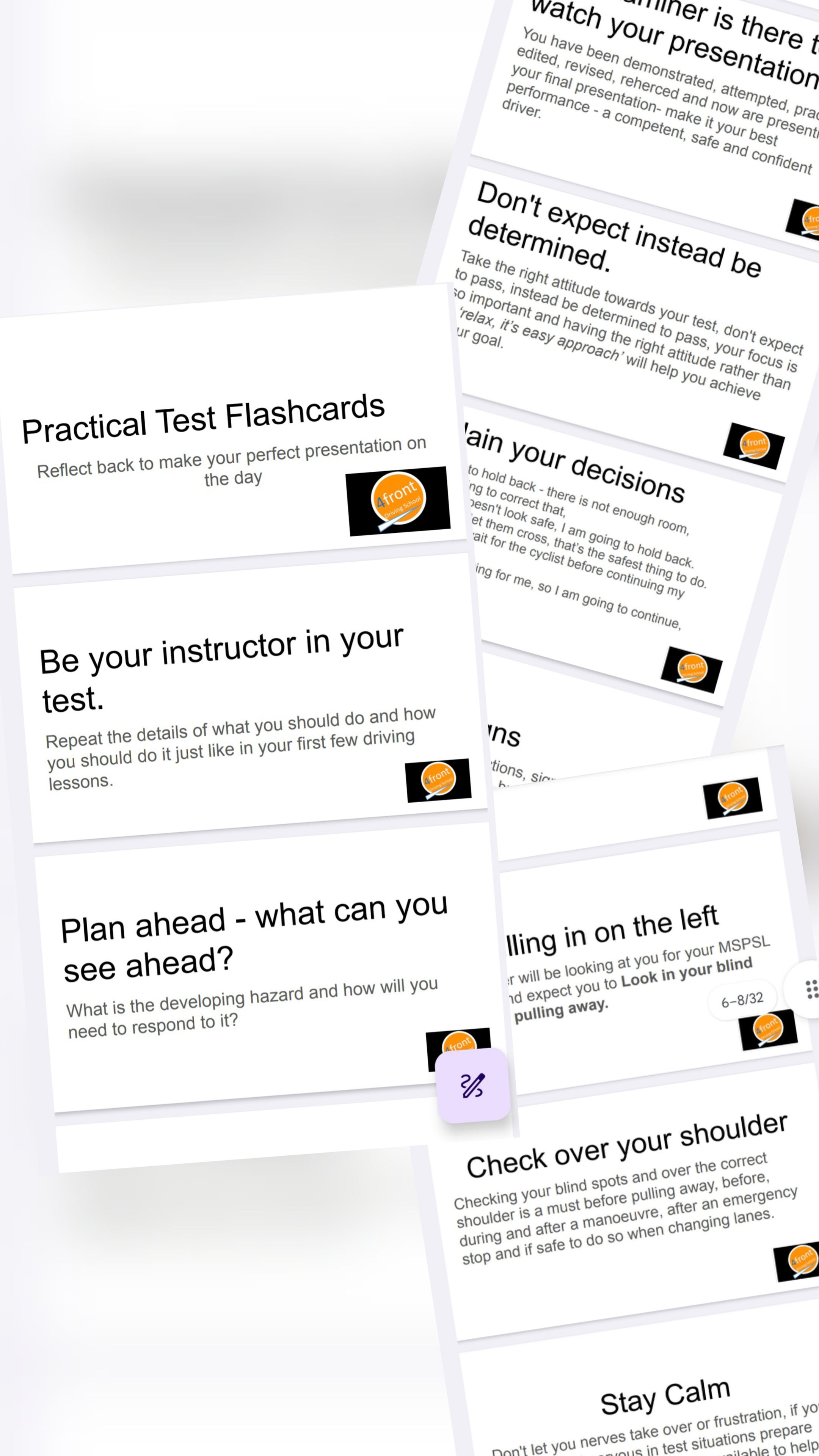 The best practical test flashcards to support learner drivers preparing for a test 4front driving school