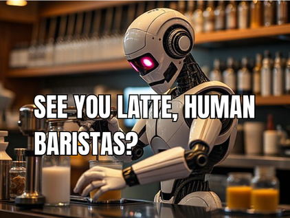 Robot barista making coffee