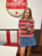 Natalija Ugrina trying Dr Pepper for the first time at Dr Pepper Museum Waco Texas soda fountain