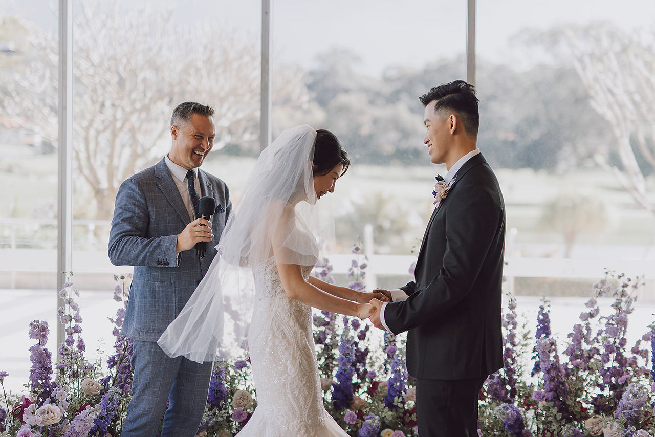 wedding chinese couple laugh