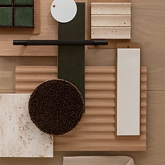 Marchand Oak Flooring consultation setup with textiles