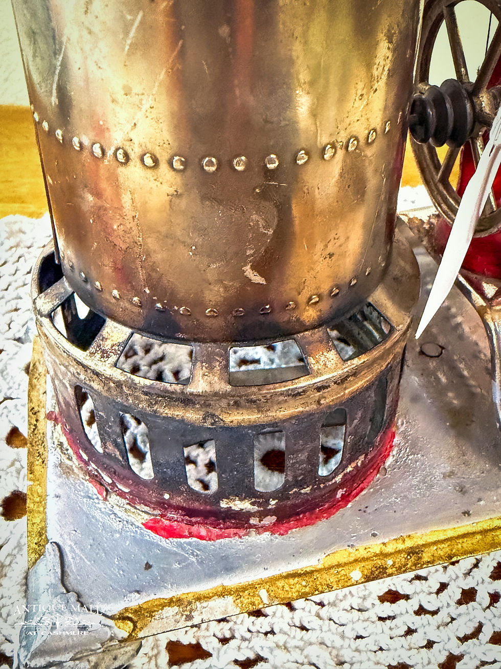 A view of the boiler on the steam engine.