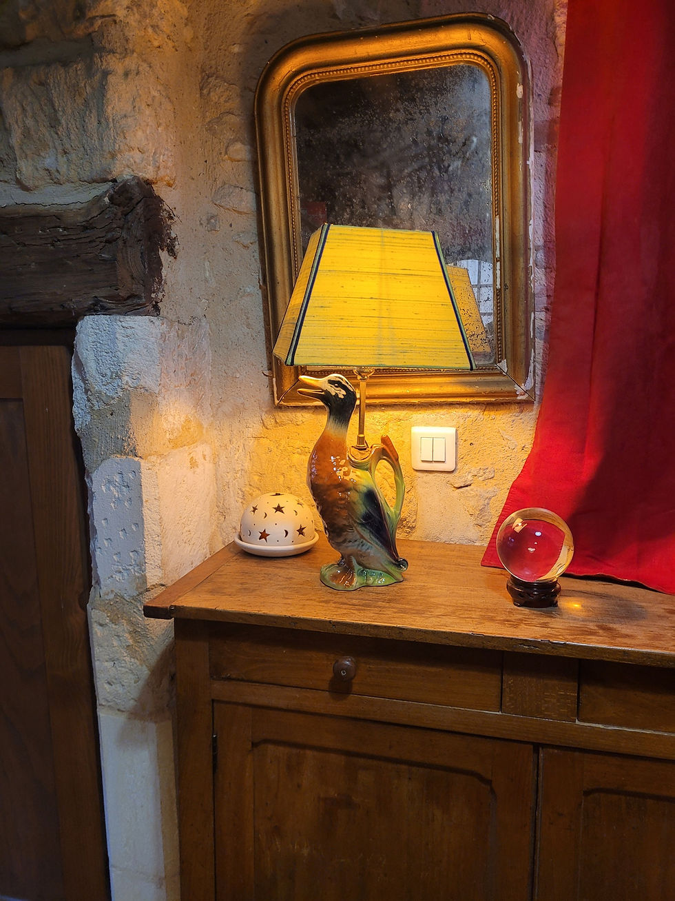 Thumbnail: Lampe vintage canard en barbotine de Saint-Clément