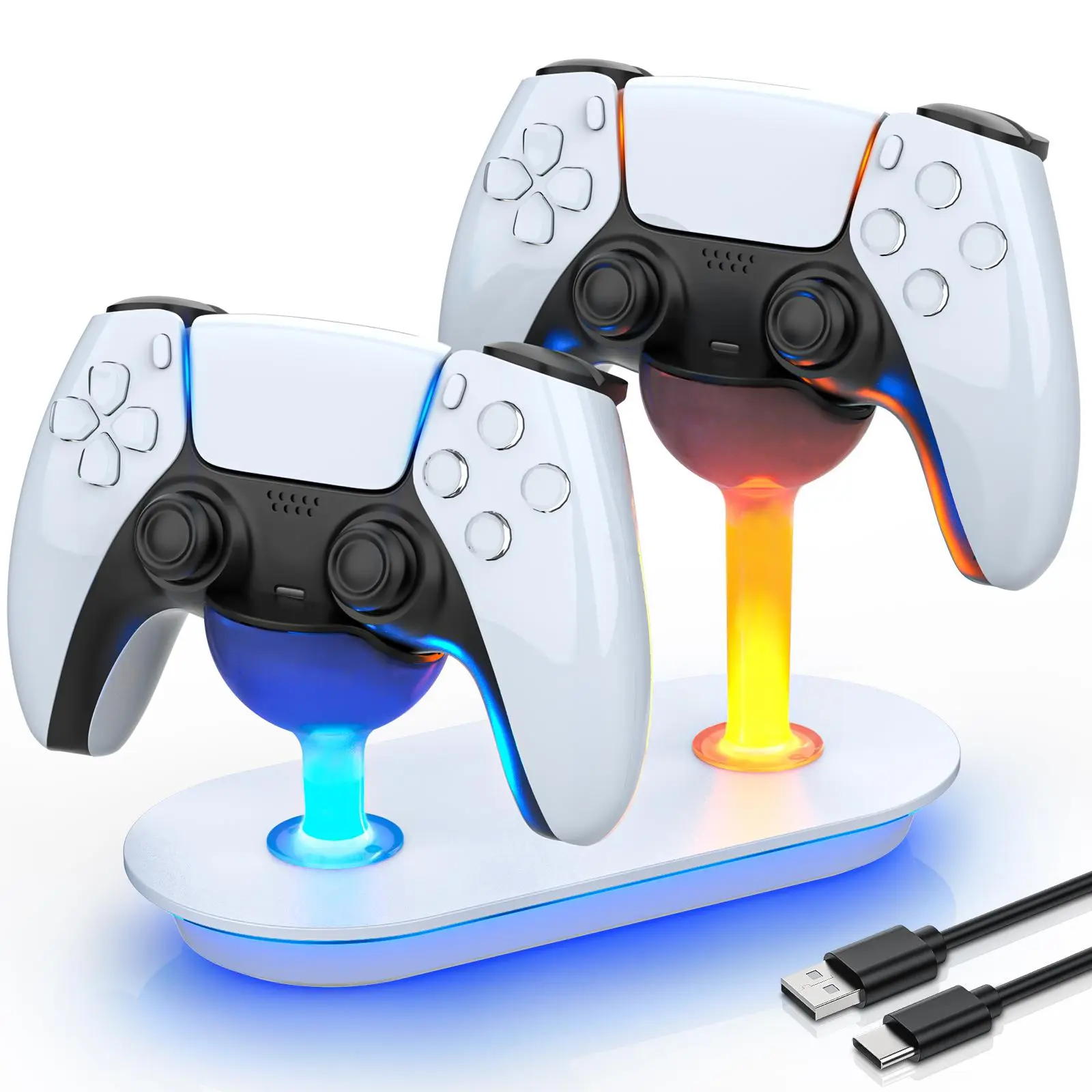 2026 New PS5 Dualsense Controller Charger | LED Lighting, Safe Fast Charging, Ov
