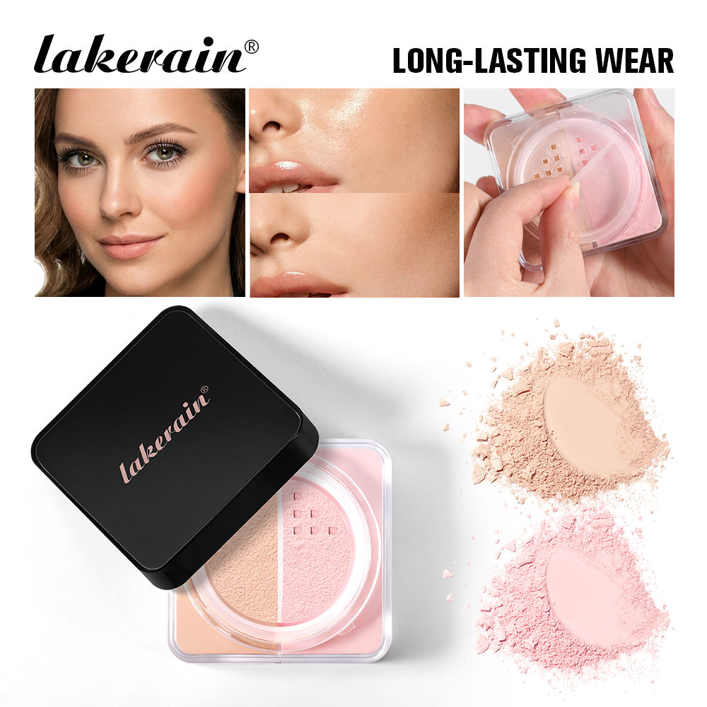 2 Tone Baking Loose Powder Smooth Matte Finish Long Lasting Wear Brightening Cor