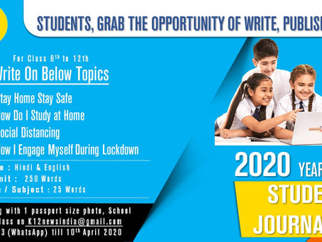 K12 News Invites Articles to engage Students during COVID-19 Lockdown – Student Journalist Hunt 2020