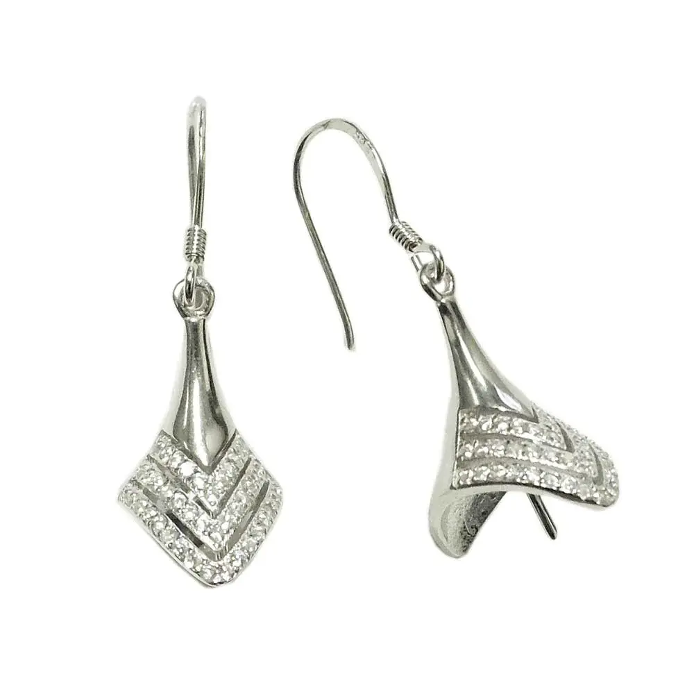 Orecchino Per Perla Cappuccio Zirconi Argento 925 17x13mm