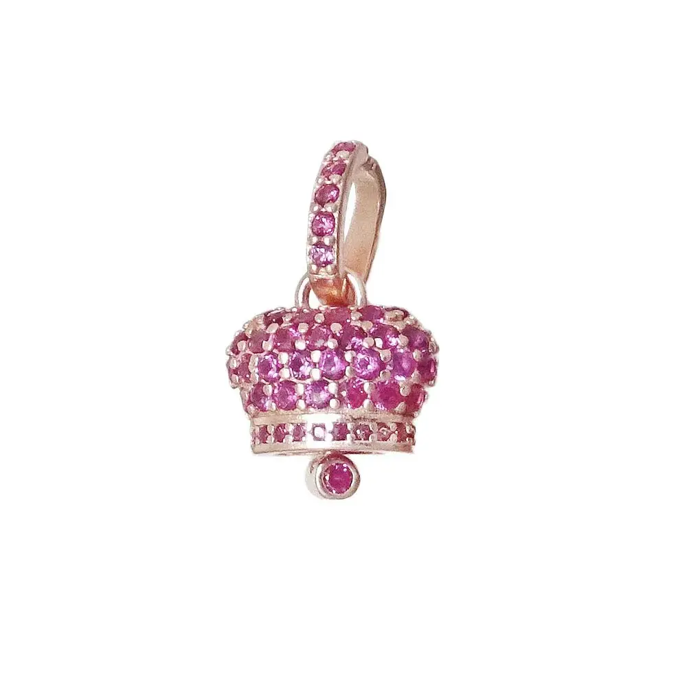 Pendente Bell Con Zirconi Fucsia Argento 925 11x8mm