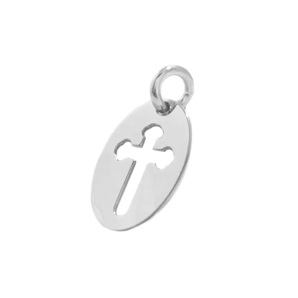 Charms Ovale Croce Argento 925 13x8mm