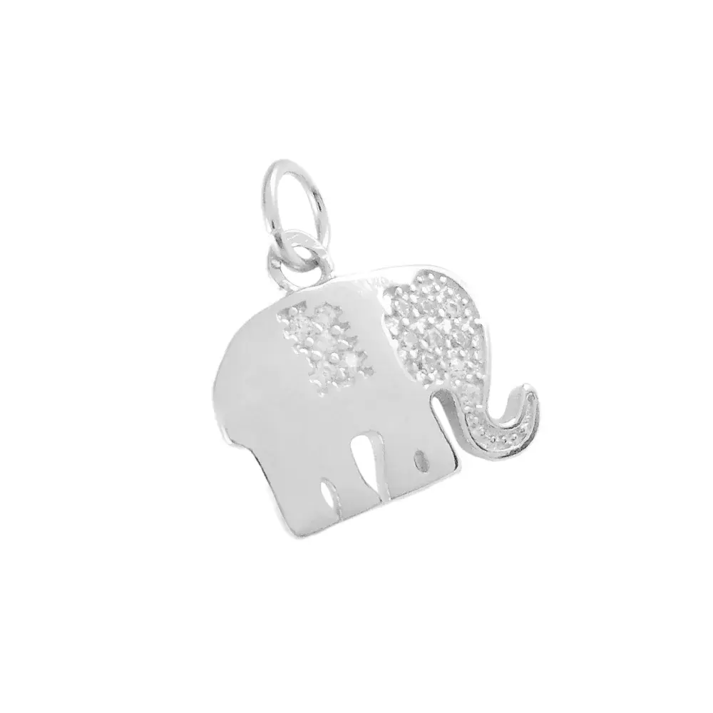 Pendente Elefante Con zirconi Argento 925 14x12mm