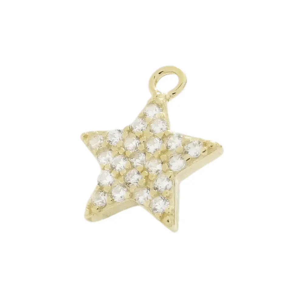 Charms Star Con Zirconi Bianchi Argento 925  10mm