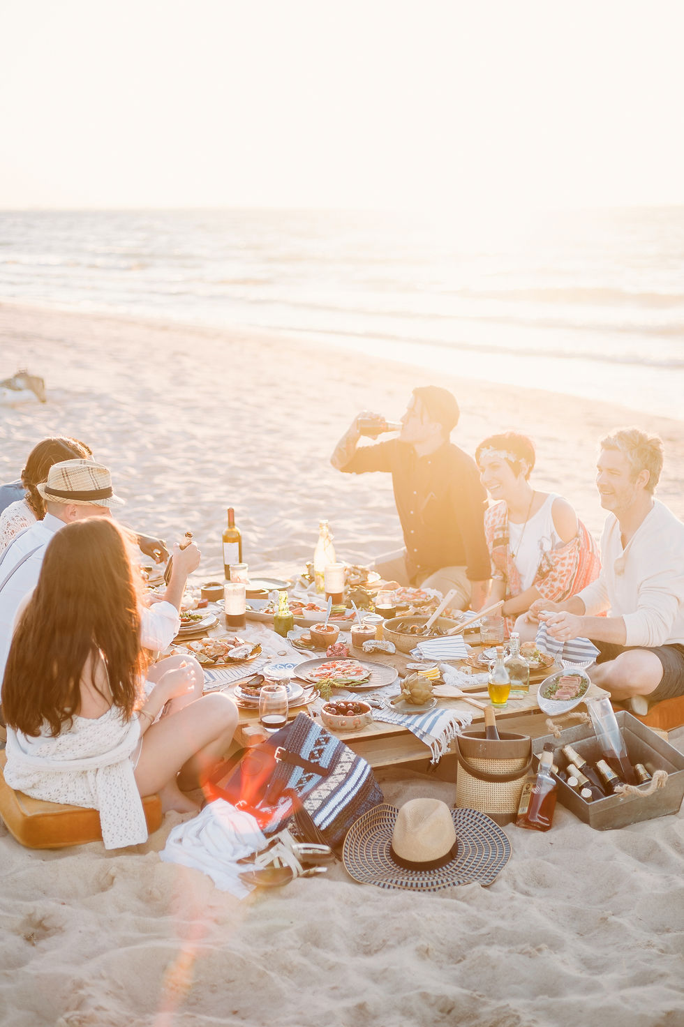 Boho beach tablescape 4th of July party
