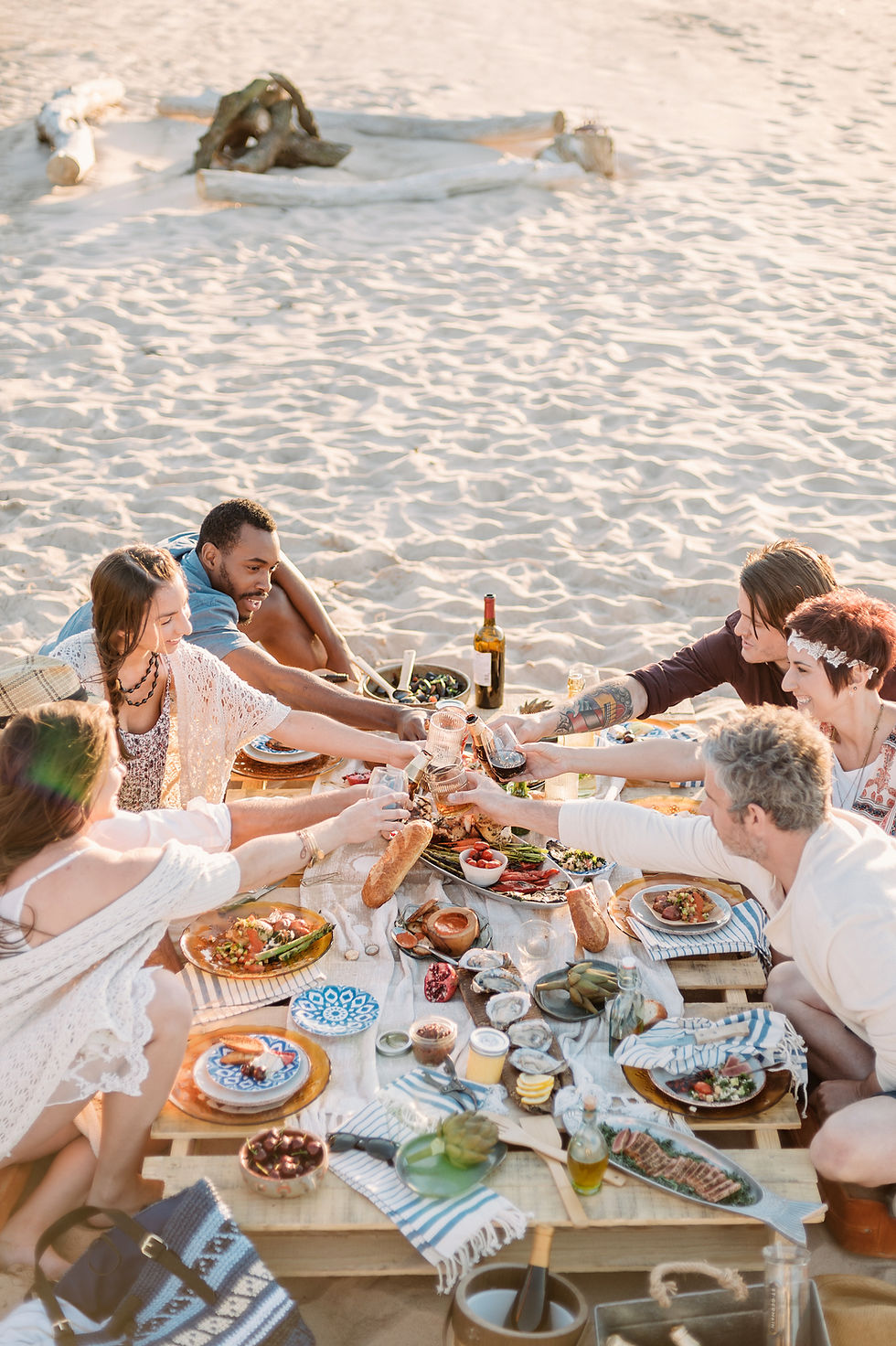 Boho beach tablescape 4th of July party