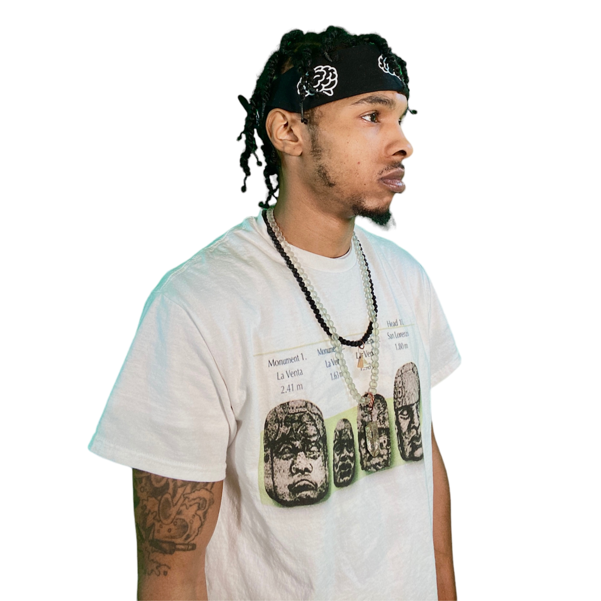 Olmec Statue Heads Unisex White T Shirt