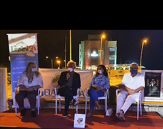 Sonia Testa evento Lepini al mare con il sindaco di sermoneta, il sindaco di latina, il presidente della fondazione caetani