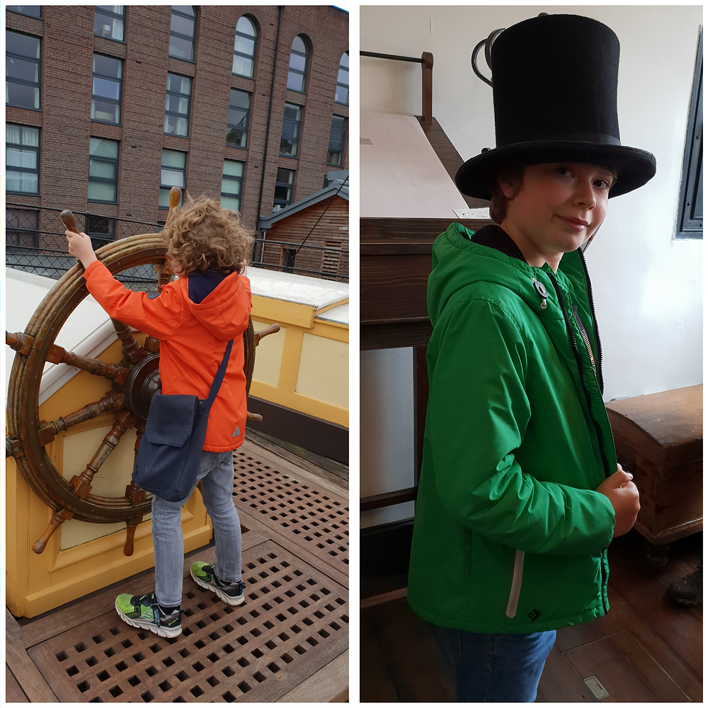 Children playing on the ship
