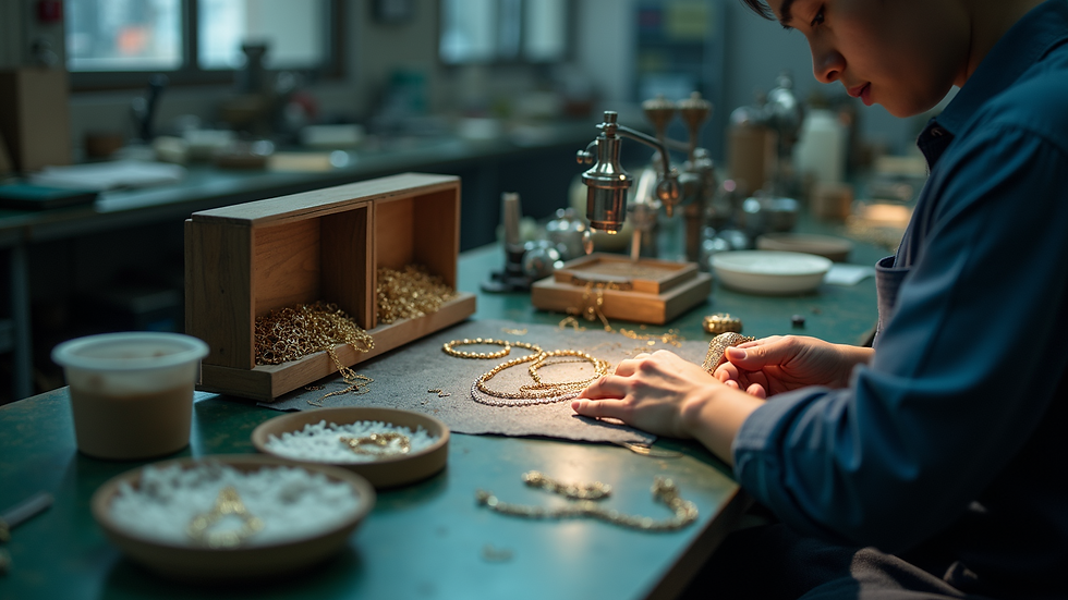 High angle view of a jewelry manufacturing workshop in China