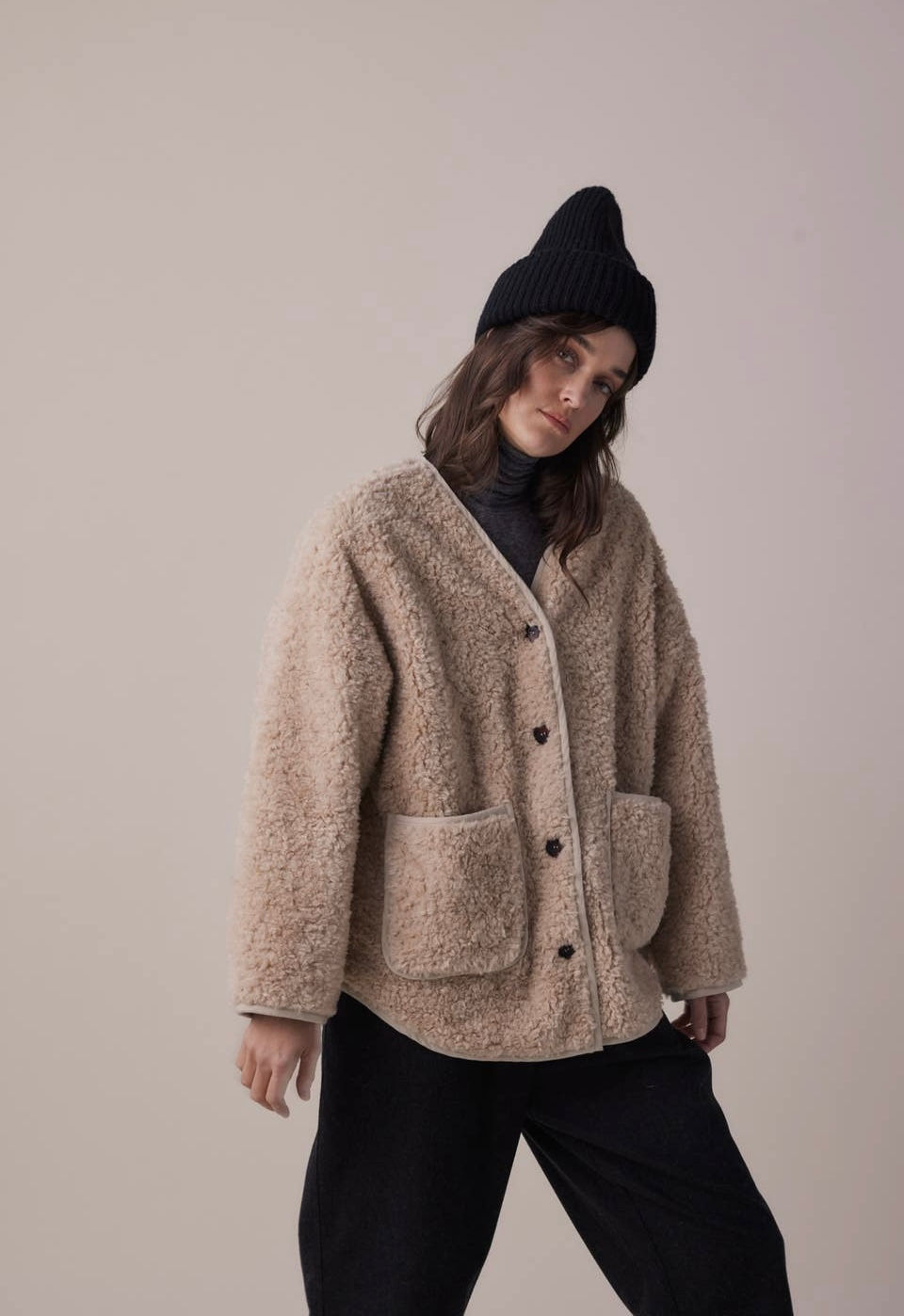 Thumbnail: Wool Blended Fur Jacket