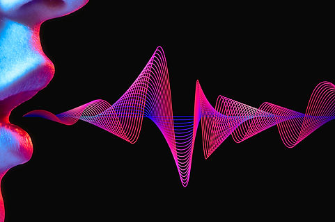 Woman lips with sound wave on black background in neon light..jpg