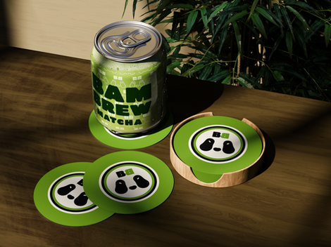 coaster and can mockup matcha bambrew