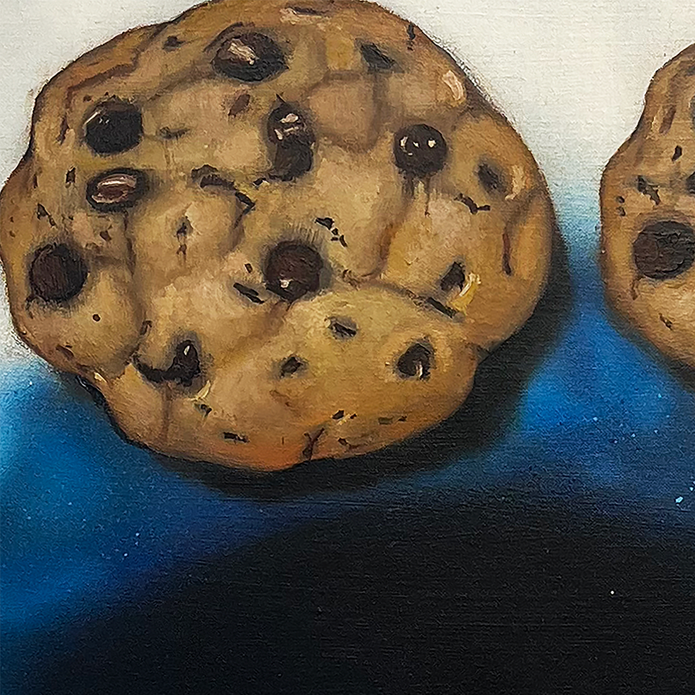 Thumbnail: Close up of Painting by Timothy Gatenby, titled ‘Cookie Eyed Monster’