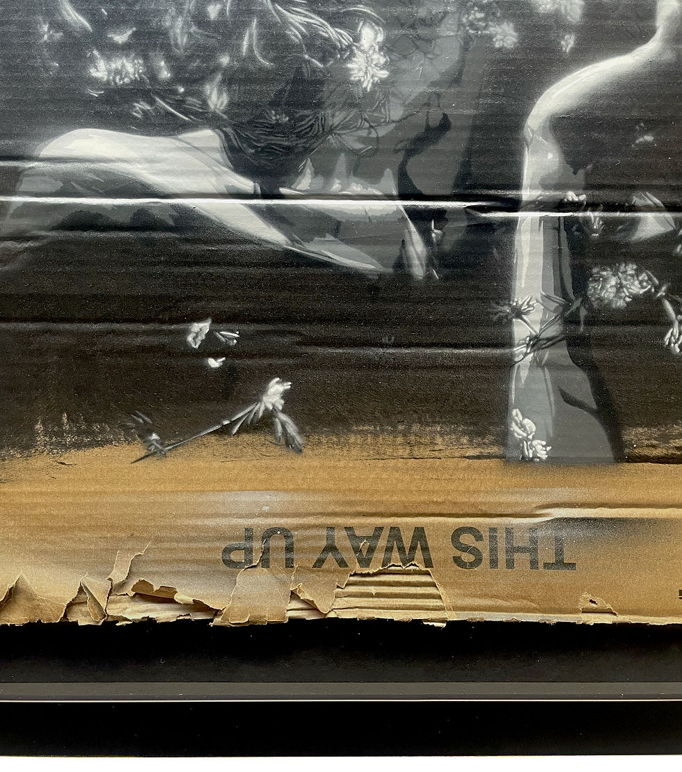 Thumbnail: Framed Stencil painting on cardboard by Snik