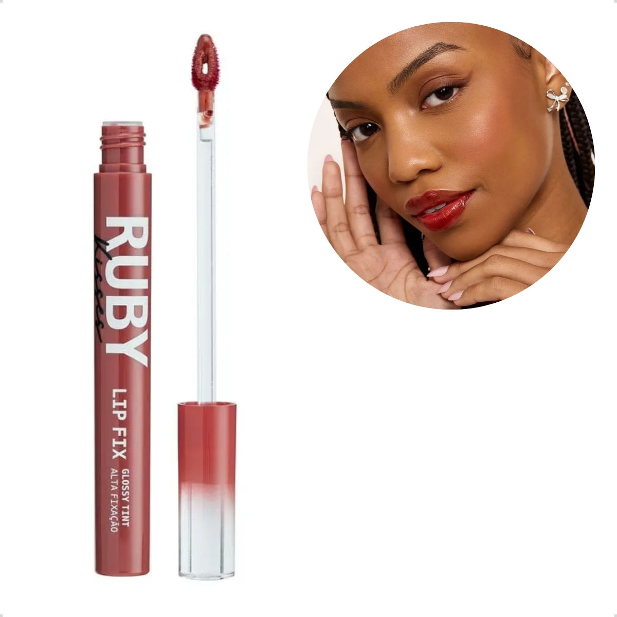 Lip Gloss Tint Fix Ruby Kisses Sweet Brown Cor 04 Kiss Ny