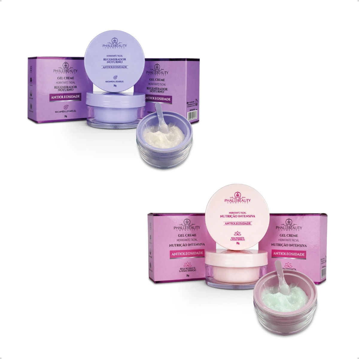 Kit 2 Gel Facial Phállebeauty (Niacinamida + Rosa Mosqueta)