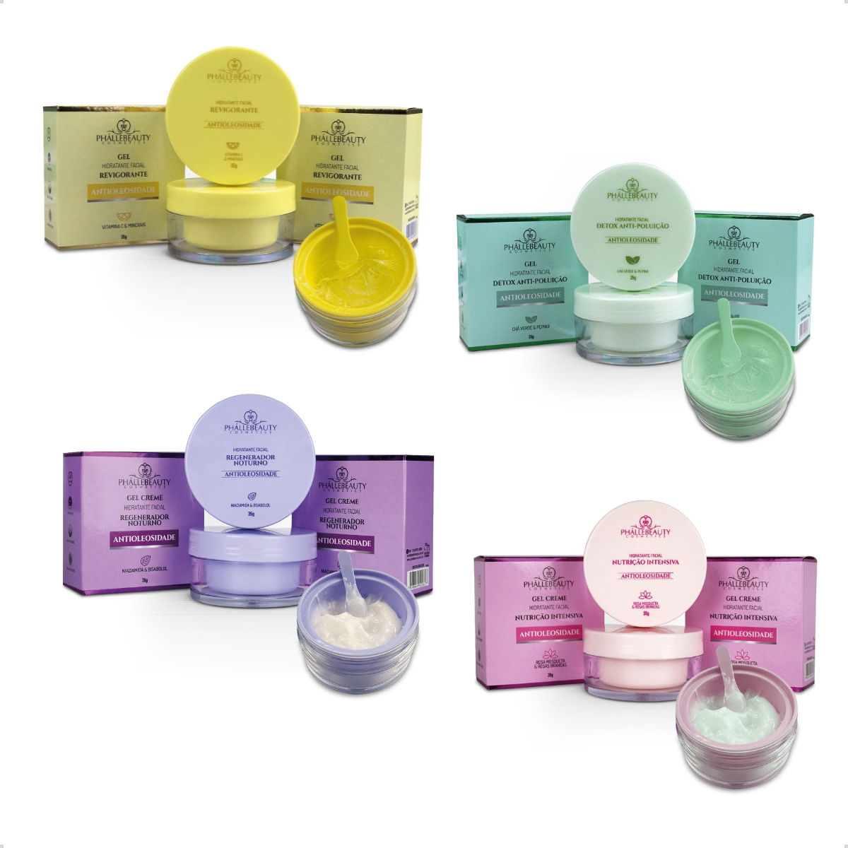 Kit Com 4 Gel Hidratante Facial Skin Care Phallebeauty