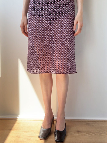 ★2025SS新作★RONRON★DOT PATTERN BANDING KNIT LONG SKIRT DOT PATTERN BANDING KNIT LONG SKIRT BLACK WHITE DOT - RONRON