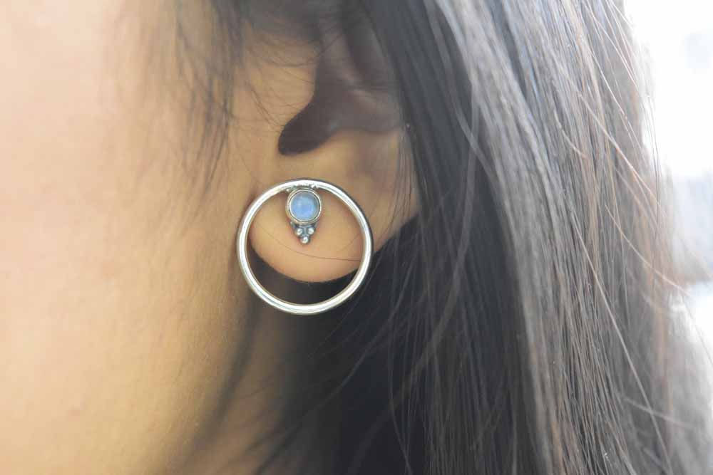 Stud Moonstone Earrings.925 Sterling Silver