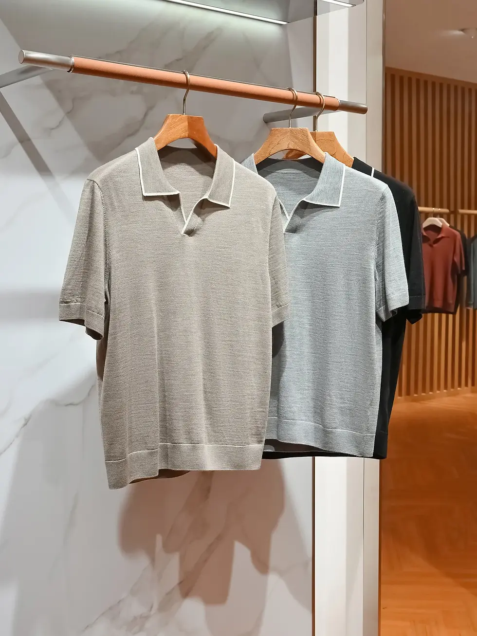 Miniaturbild: High-End Men's Textured Fine-Spun Wool Seagull Polo Shirt