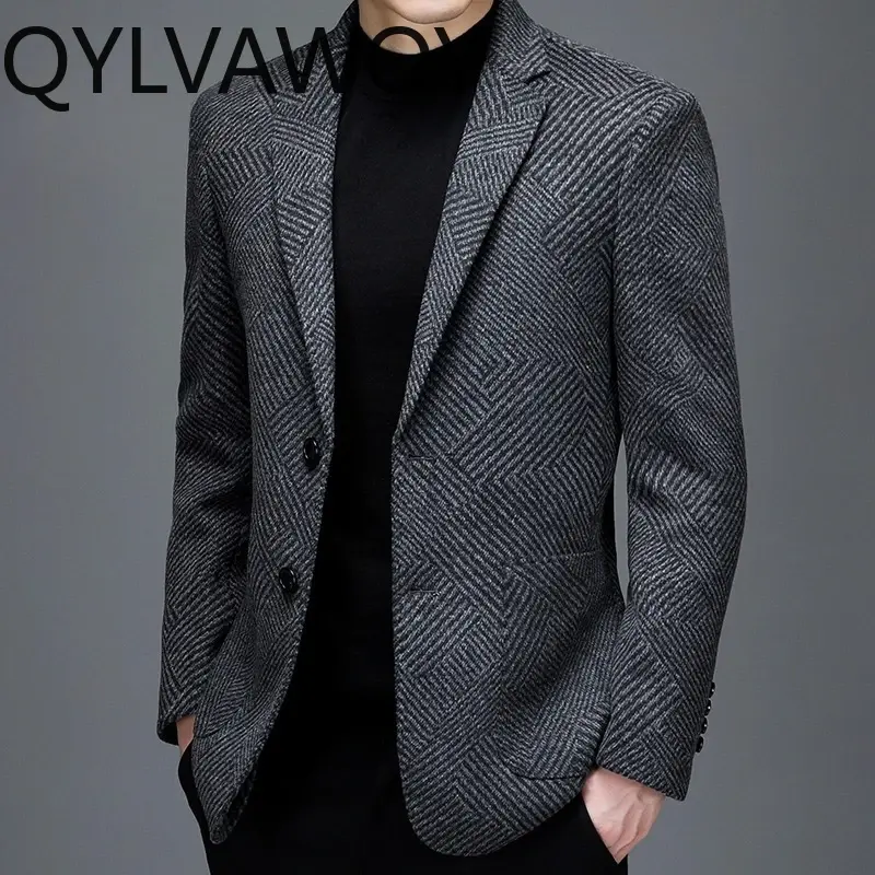 Miniatura: QYLVAWOY 100% Cashmere Men's Autumn Winter Business Wool Suit Jacket