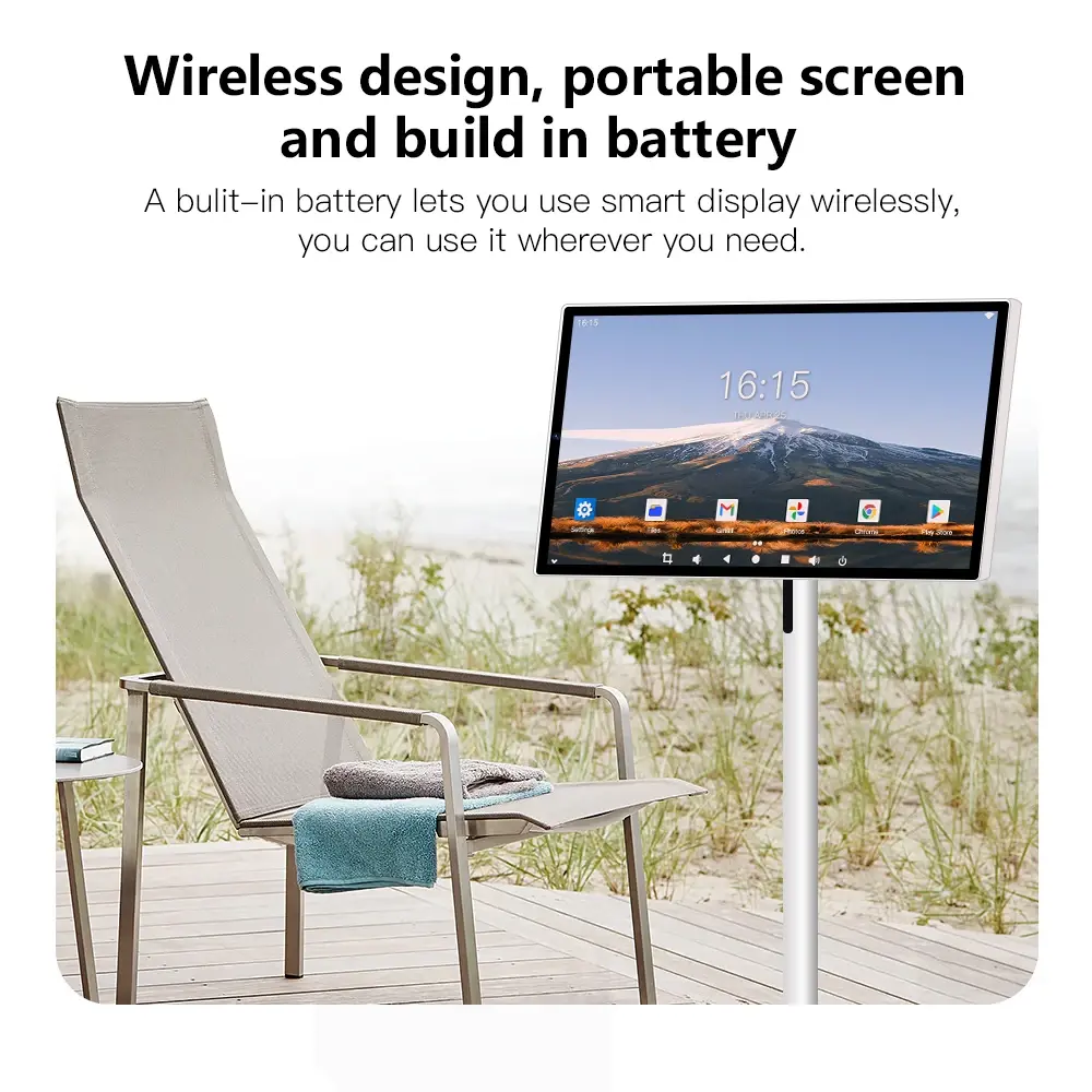 24-Inch 128GB Rechargeable Smart TV 13MP Android OS Wheel Stand