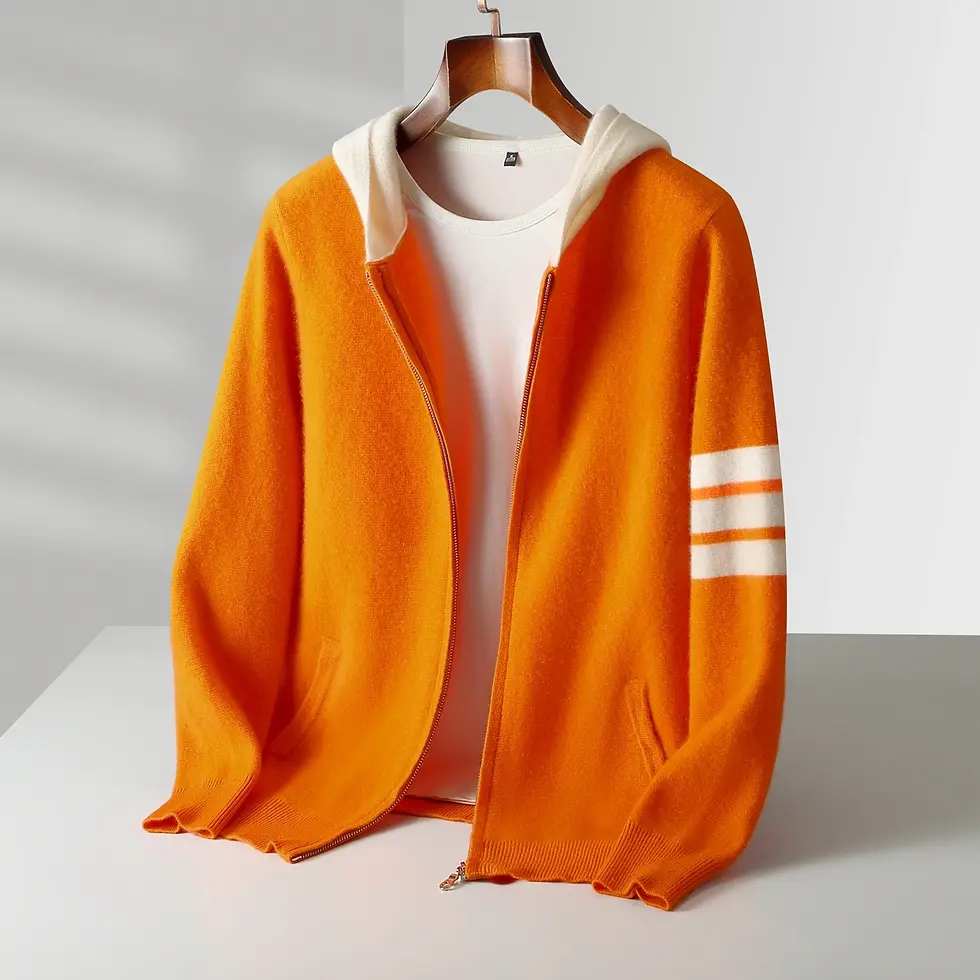 Thumbnail: Men's Merino Wool Zipper Hoodie Cardigan Thick Knit Sweater