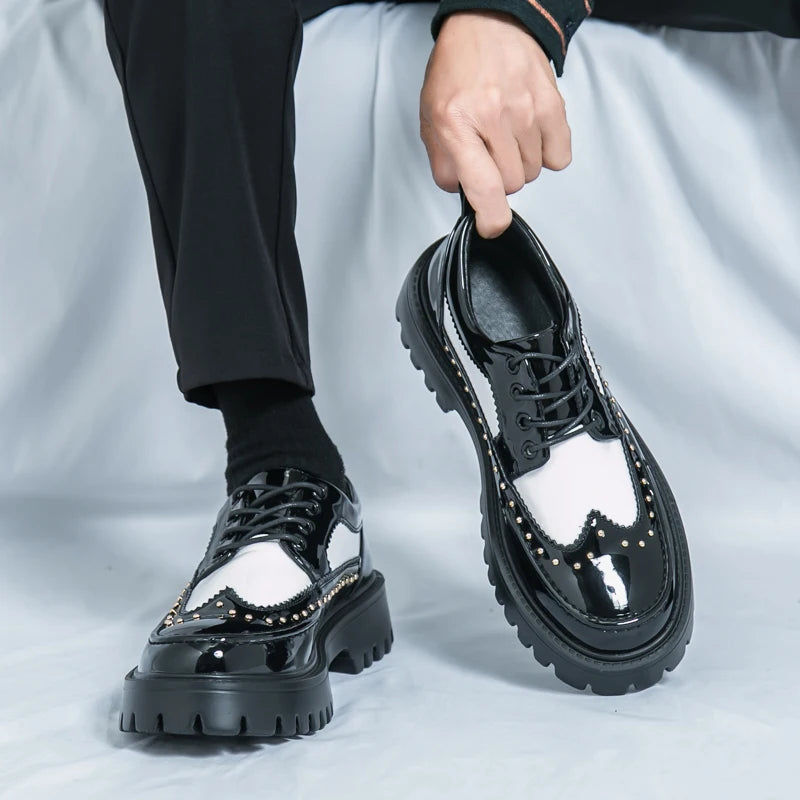 Miniatura: Men Casual Office Business Formal Oxford Thick Bottom Dress Shoes Men Gentleman 