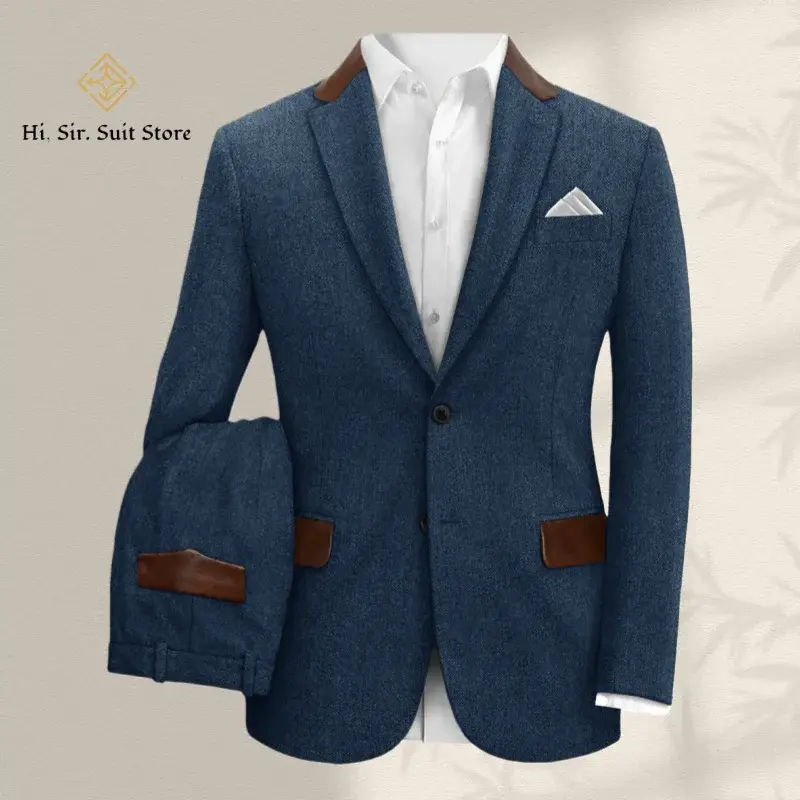 Miniaturbild: Double Breasted Tweed Men Suits Herringbone