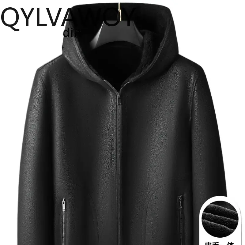 Miniatura: QYLVAWOY 2025 Winter 100% Sheepskin Shearling Mens High-End Leather