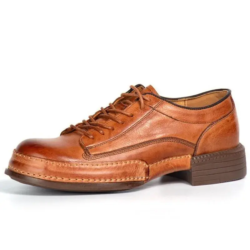 Küçük resim: British Style Genuine Leather Platform Lace-Up Male Dress Shoes