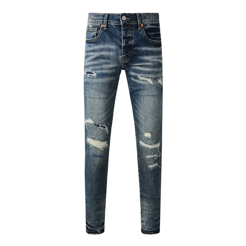 Thumbnail: Trendy Korean Style Men's Jeans  Vintage Low Rise Stretch Skinny Size 34